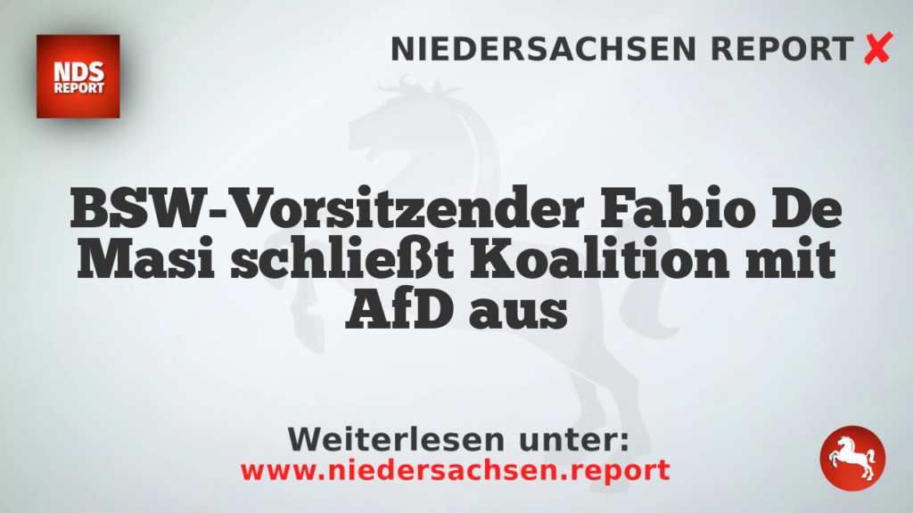BSW-Vorsitzender Fabio De Masi schließt Koalition mit AfD aus