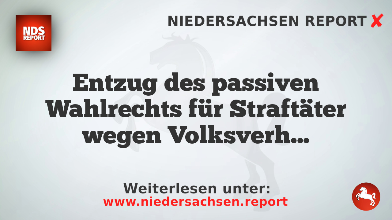 Entzug des passiven Wahlrechts für Straftäter wegen Volksverhetzung