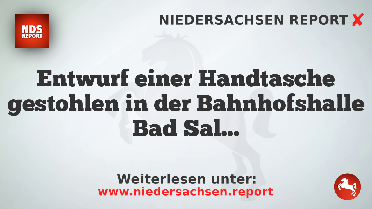 Entwurf einer Handtasche gestohlen in der Bahnhofshalle Bad Salzdetfurth