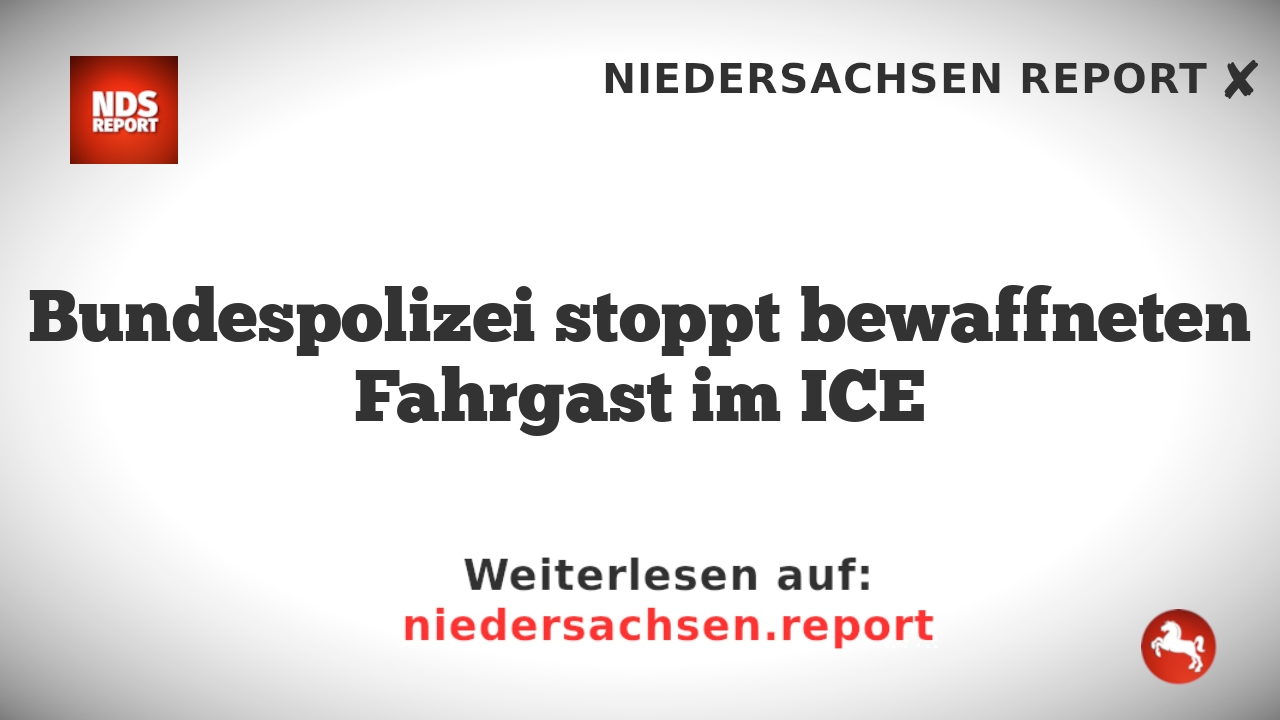 Bundespolizei stoppt bewaffneten Fahrgast im ICE