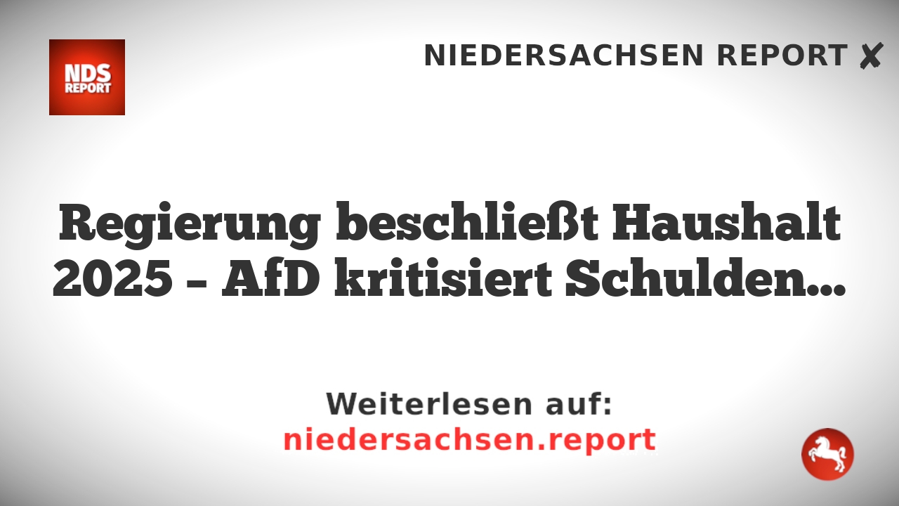 Regierung beschließt Haushalt 2025 – AfD kritisiert Schuldenorgie