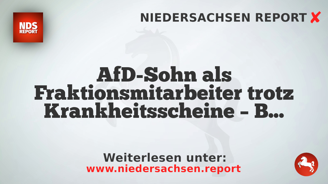 AfD-Sohn als Fraktionsmitarbeiter trotz Krankheitsscheine – Bruch der Dienstvergütung?