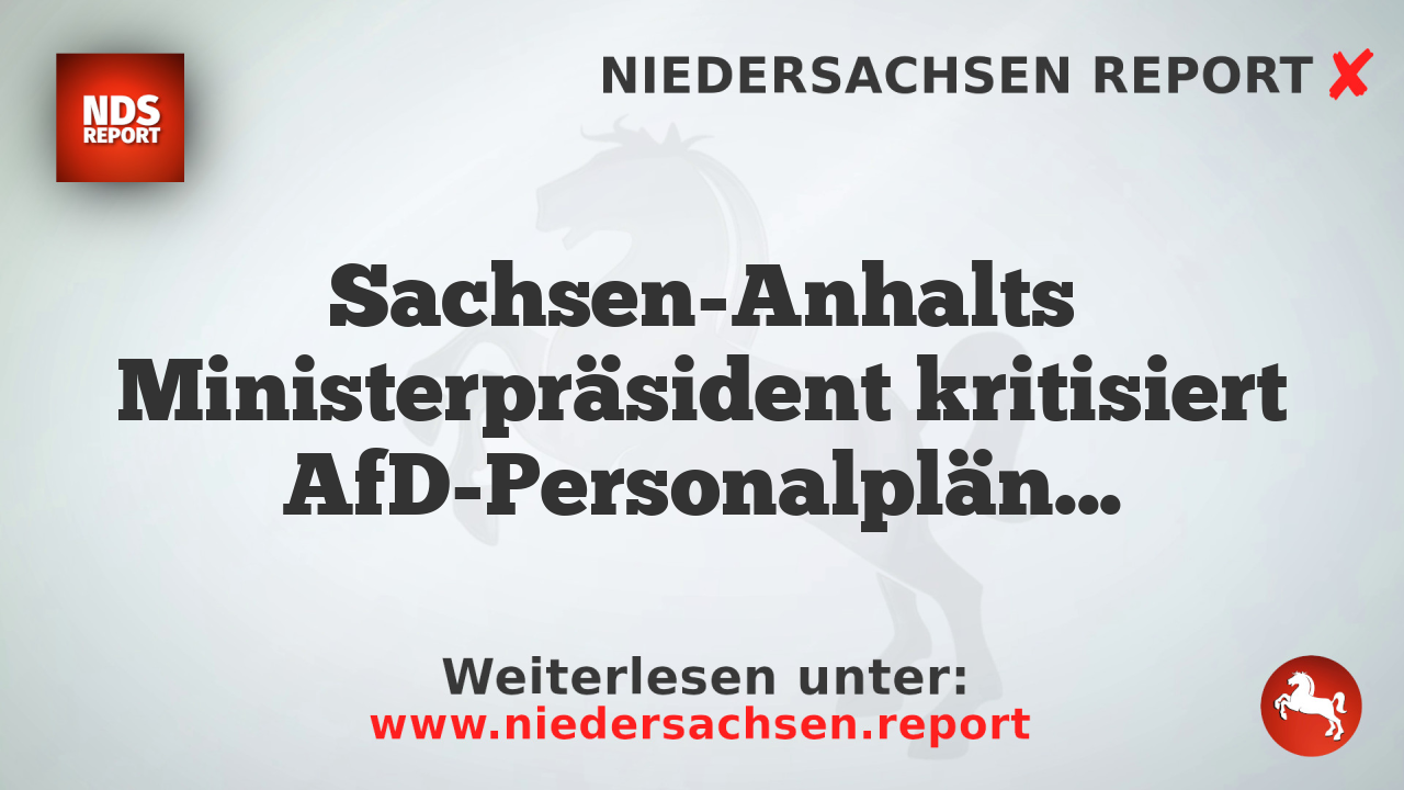 Sachsen-Anhalts Ministerpräsident kritisiert AfD-Personalpläne als politische Säuberungen