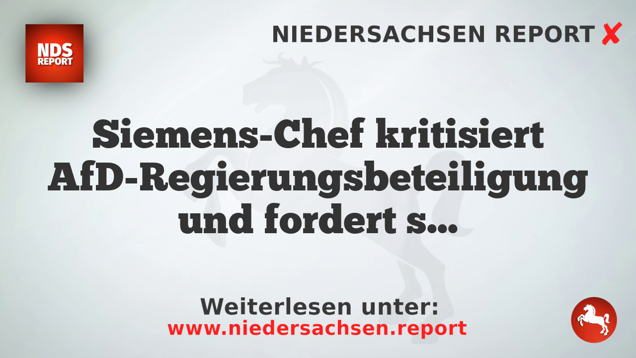 Siemens-Chef kritisiert AfD-Regierungsbeteiligung und fordert schnelle Entscheidungen