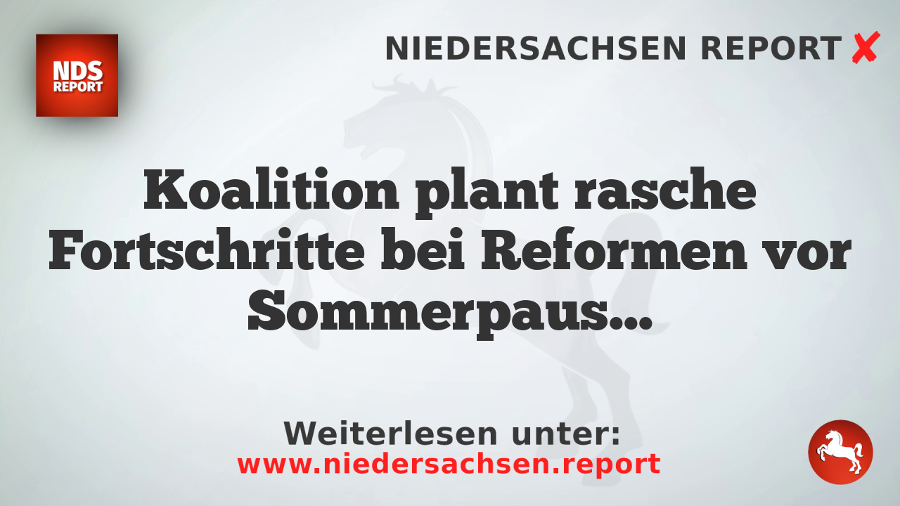 Koalition plant rasche Fortschritte bei Reformen vor Sommerpause