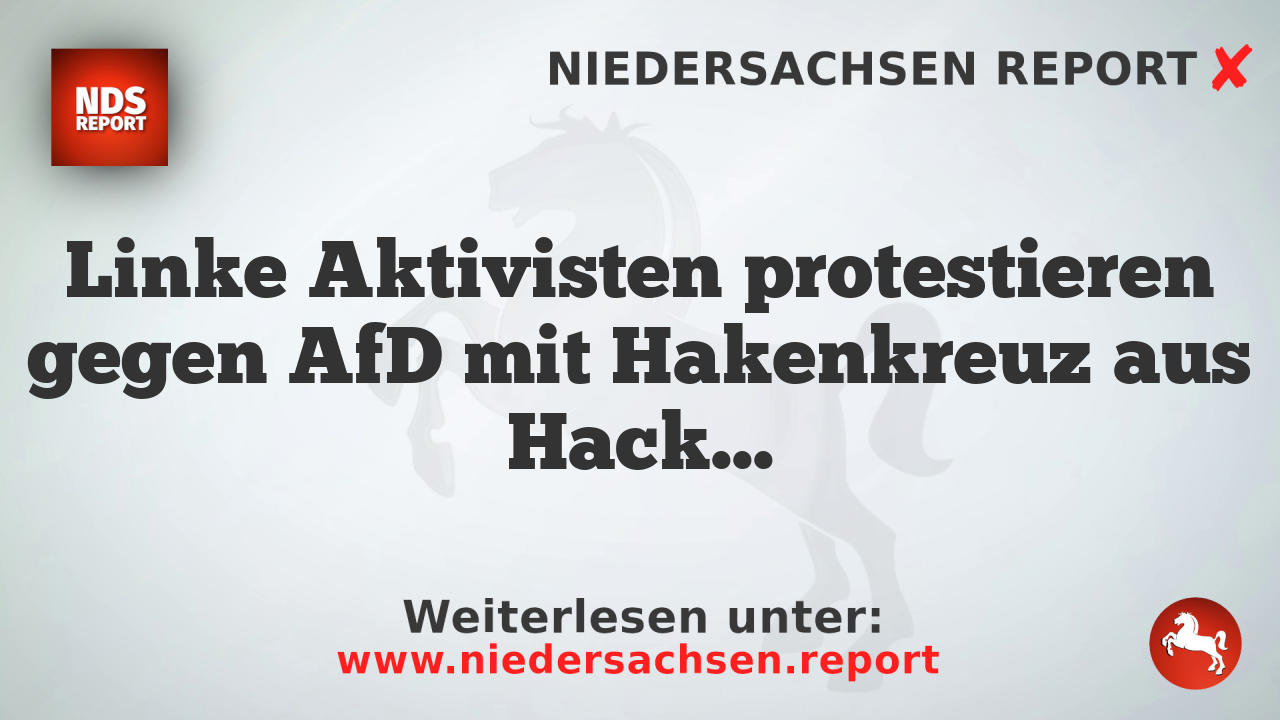 Linke Aktivisten protestieren gegen AfD mit Hakenkreuz aus Hack in Hotel-Frühstücksraum