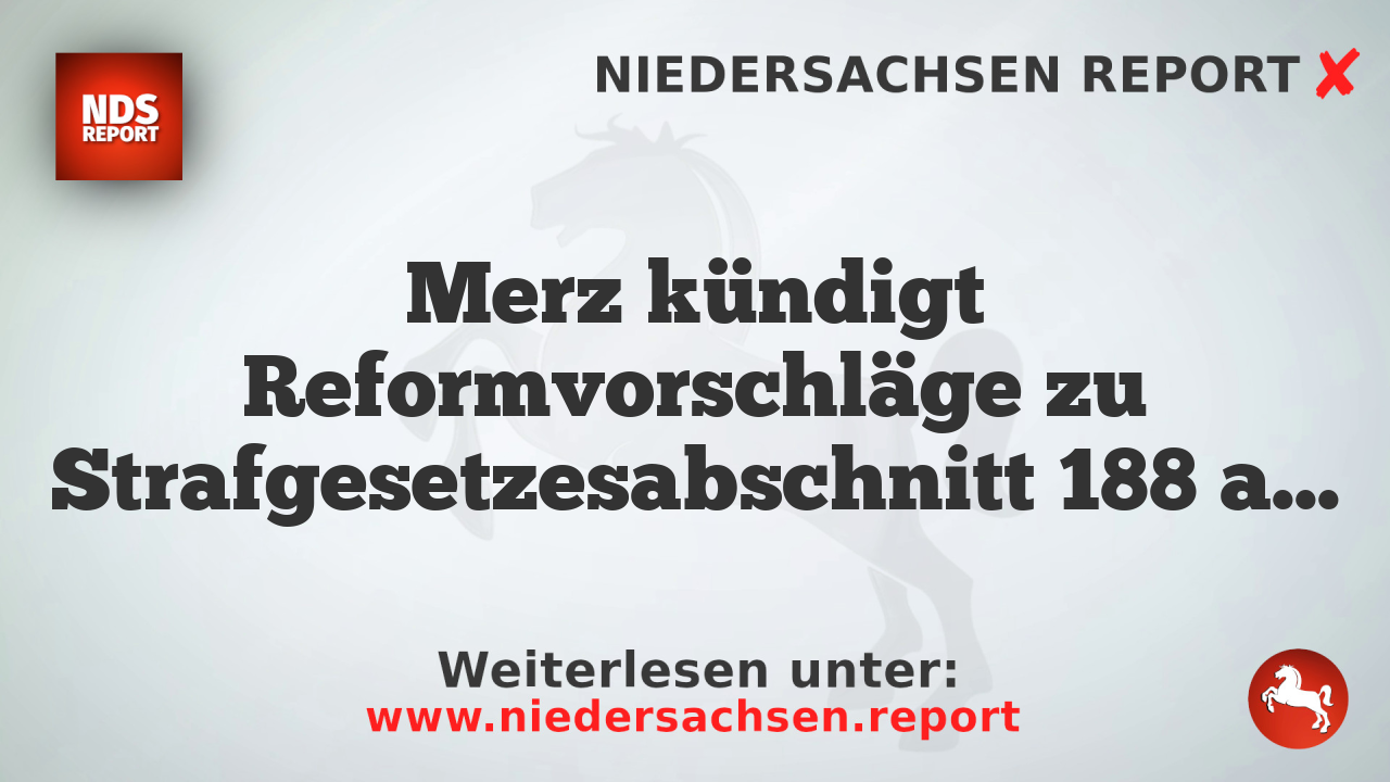 Merz kündigt Reformvorschläge zu Strafgesetzesabschnitt 188 an