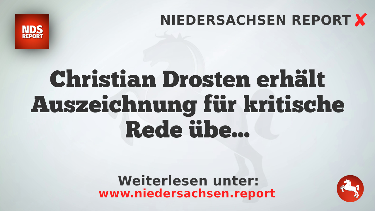 Christian Drosten erhält Auszeichnung für kritische Rede über Wissenschaftsrolle